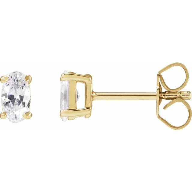 14K Yellow Gold Oval 1/2 CTW Lab-Grown Diamond Stud Earrings