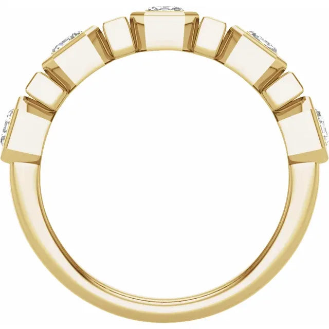 14K Yellow Gold 1.50 CTW Lab-Grown Diamond Ring with Emerald Cut Stones- Size 7