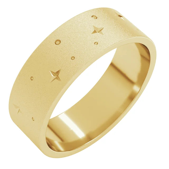 14K Yellow Gold 7 mm Wide Band Bold