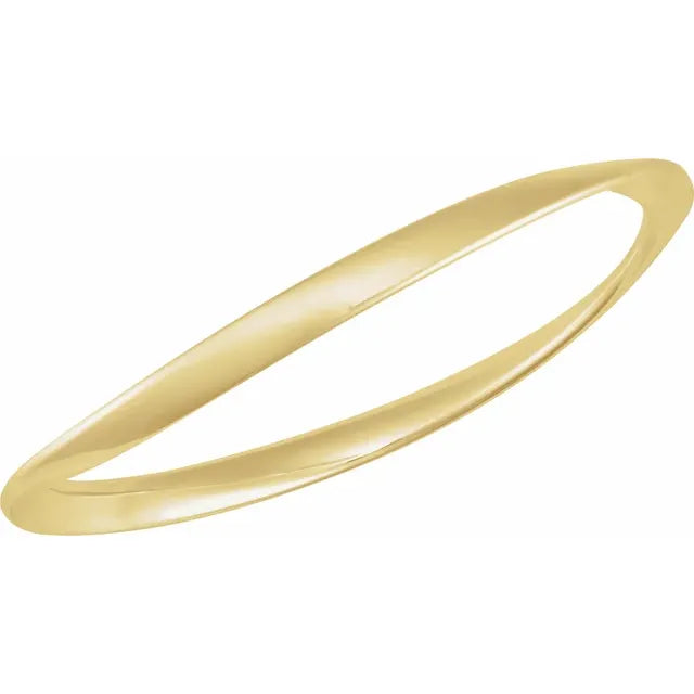 14K Yellow Gold Wavy Bangle Bracelet , size 7.5