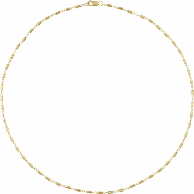14K Yellow 1.7 mm Satellite Bar Cable 18" Chain