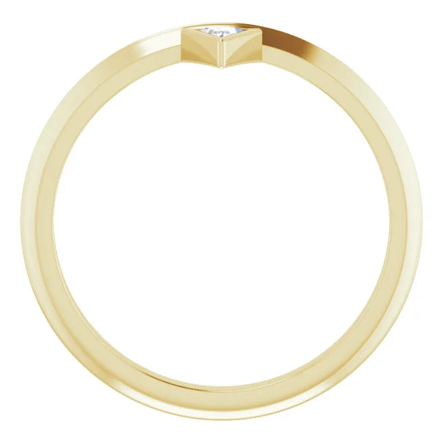 14K Yellow Gold .06 CT Natural Trillion Diamond Stackable OR Wedding Band - Size 7