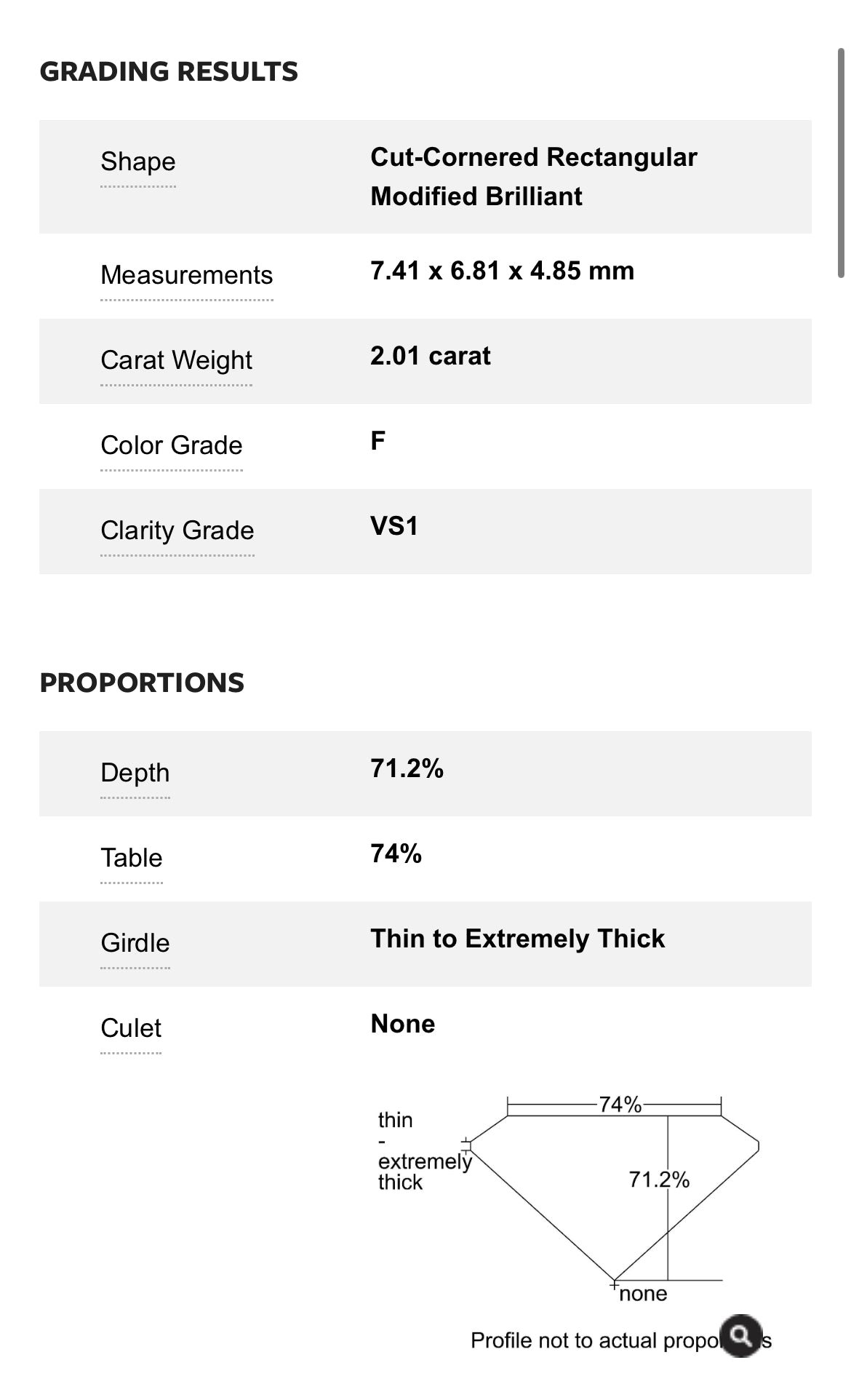 2.01 carat Natural Radiant Cut Diamond , Color F , Clarity VS1 - GIA 2151559544