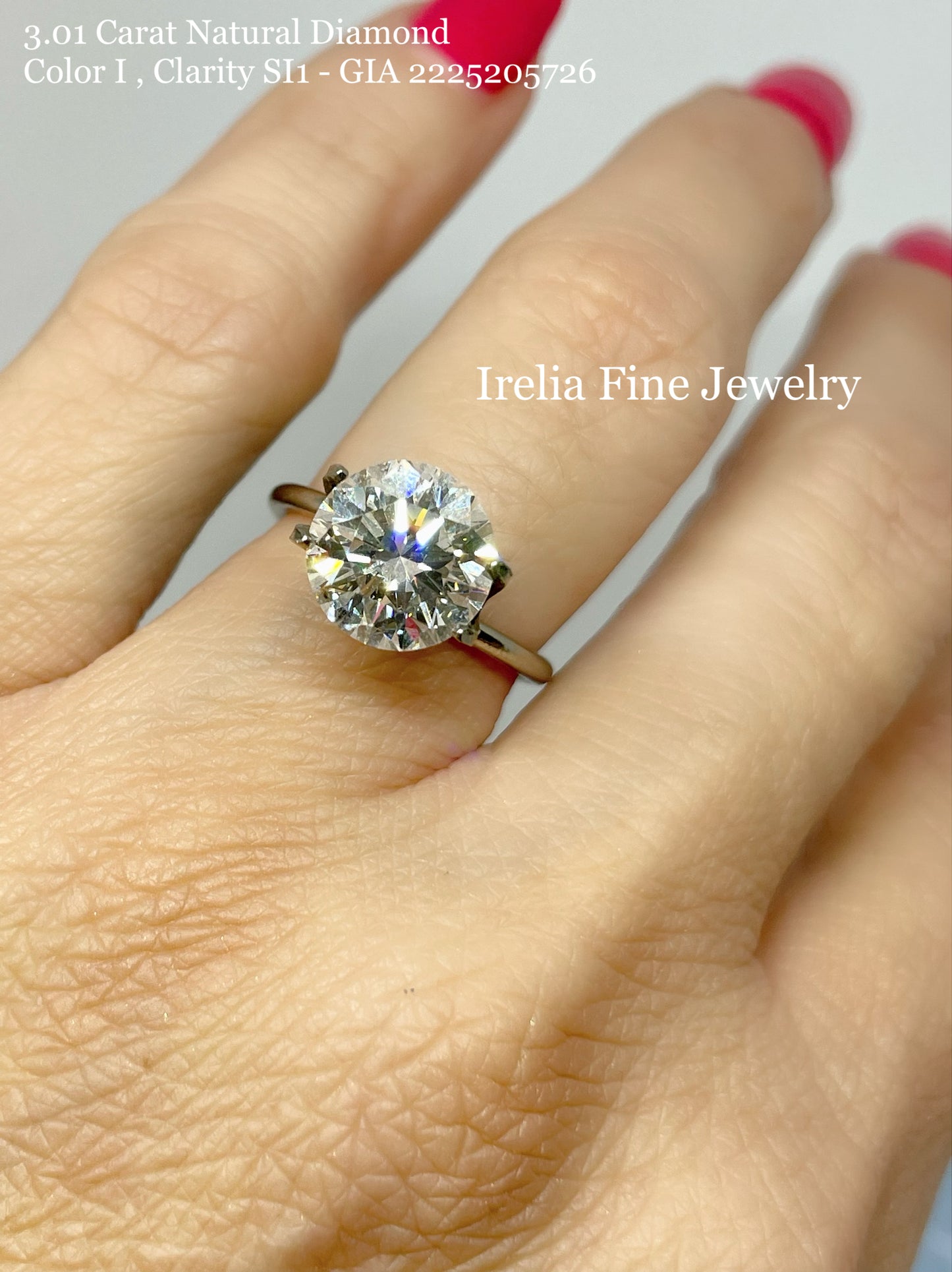 3.01 Carat Natural Round Diamond , Color I , Clarity SI1 - GIA 2225205726