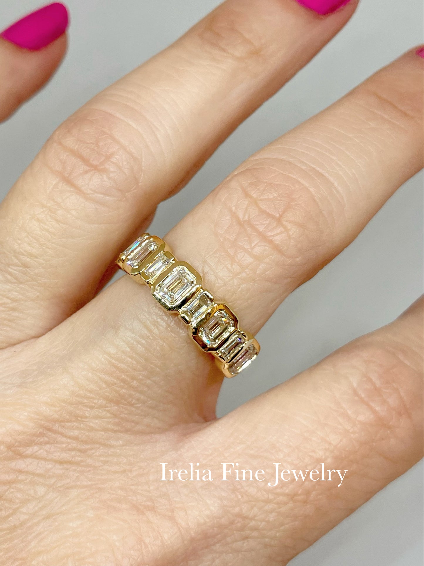 14K Yellow Gold 1.50 CTW Lab-Grown Diamond Ring with Emerald Cut Stones- Size 7