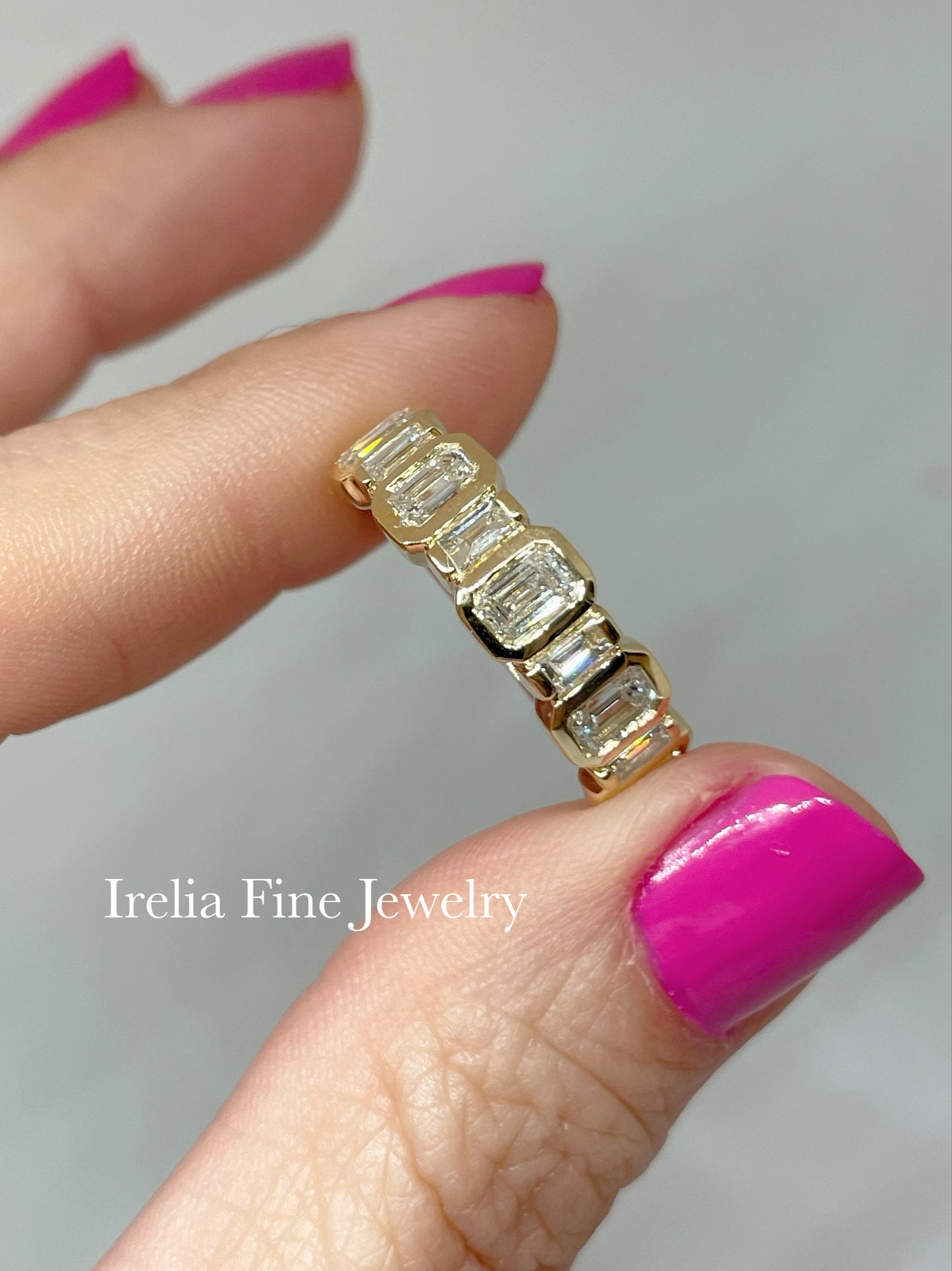 14K Yellow Gold 1.50 CTW Lab-Grown Diamond Ring with Emerald Cut Stones- Size 7