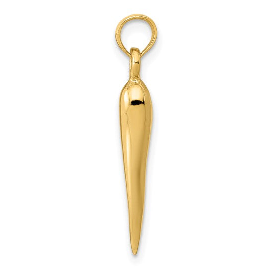 14k 3D Italian Horn Charm, size 25 x 5 mm , with Bail