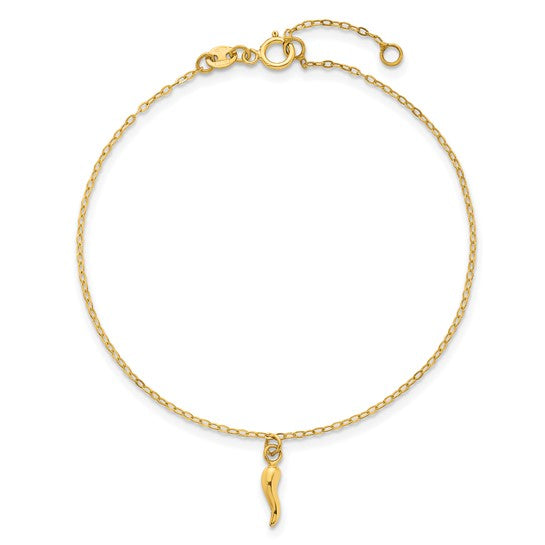 Tiny 14K Gold Italian Horn Children Bracelet, 6.5 inches