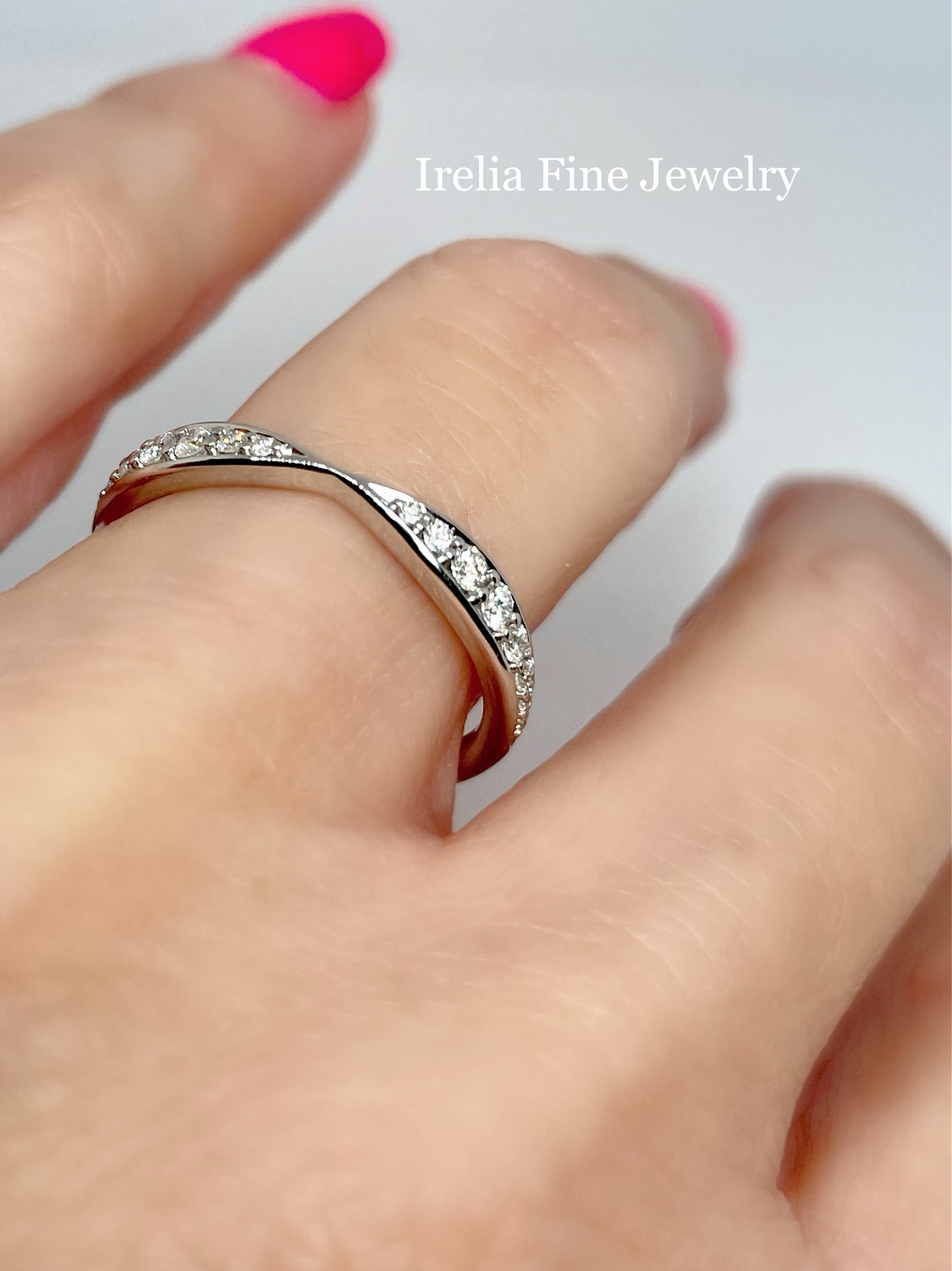 14K White Gold 1/5 CTW Natural Diamond Pinched Contour Band or Stackable