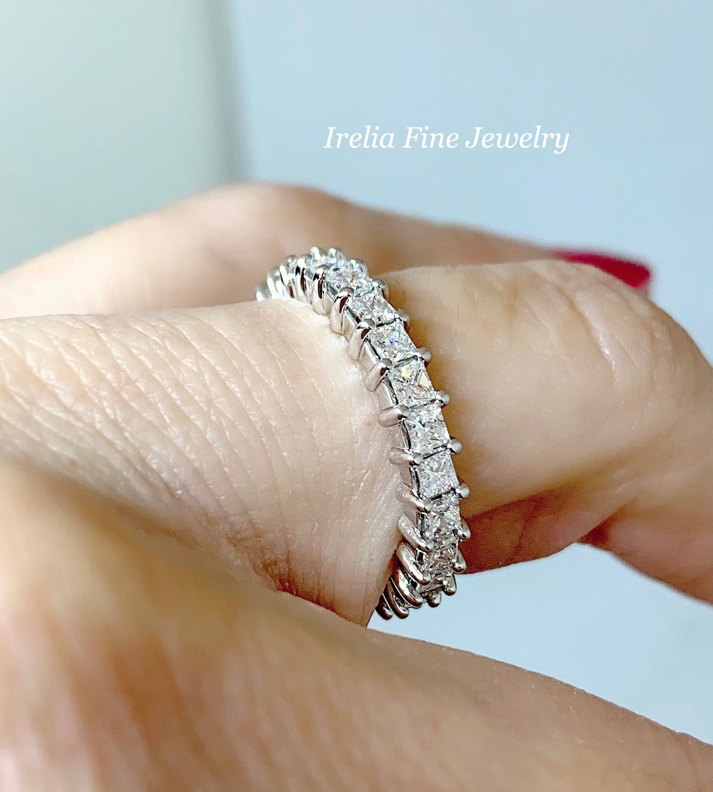 14K Gold 2 mm Princess Cut Diamond Eternity Band- Made to Order