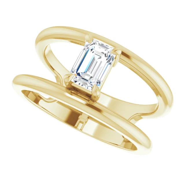 Customizable Collection : .60 Carat Emerald Cut Lab Diamond Ring, GIA Certified 5221480610 , 14k Yellow Gold - MADE TO ORDER