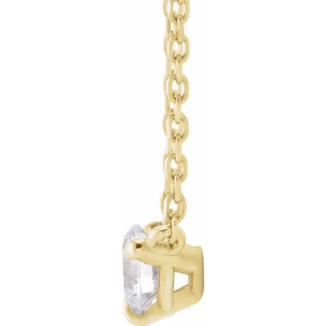 14K Yellow Gold Floating 1/5 CTW Natural Diamond Solitaire 16-18" Necklace