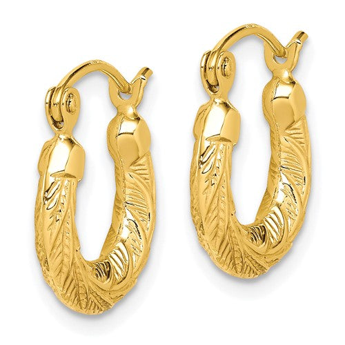 10k Yellow Gold Fancy Small Hoop Earrings