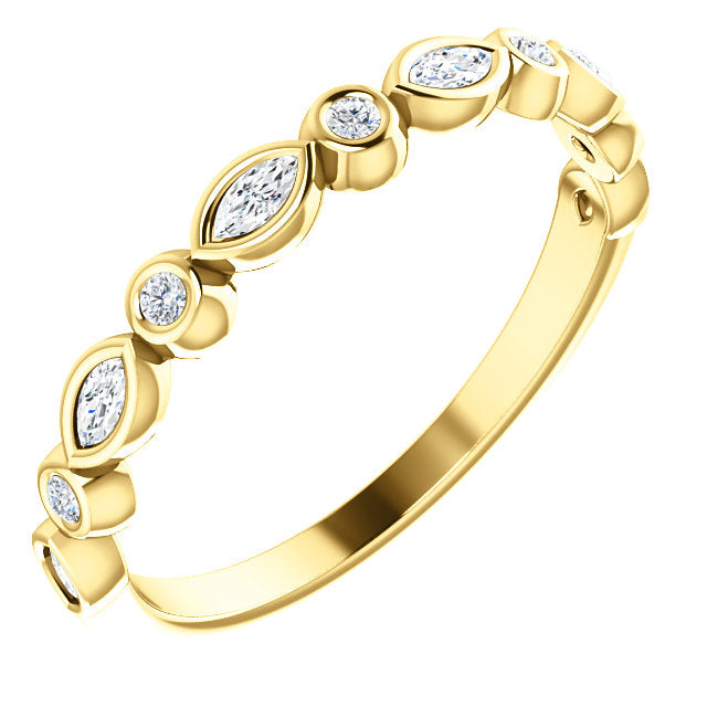 14K Gold 1/4 CTW Diamond Wedding or Stackable Ring