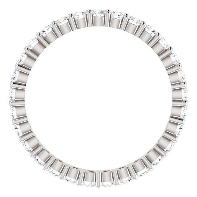 14K White Gold 2 mm Round Natural 7/8 Carat Diamond Eternity Band, Ring Size 7