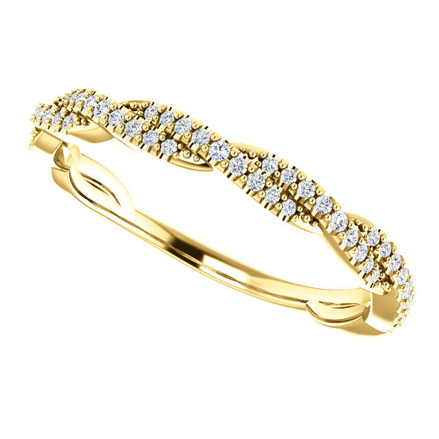 14K Gold 1/4 CTW Twisted Natural Diamond Band