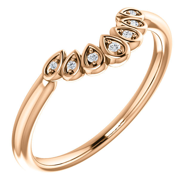 14K Gold 1/4 ct Natural Diamonds Vintage Inspired Contoured Band
