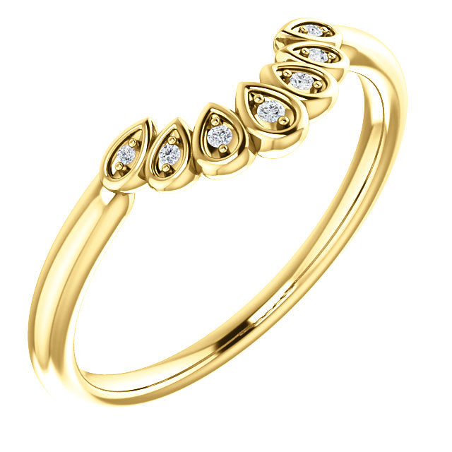 14K Gold 1/4 ct Natural Diamonds Vintage Inspired Contoured Band