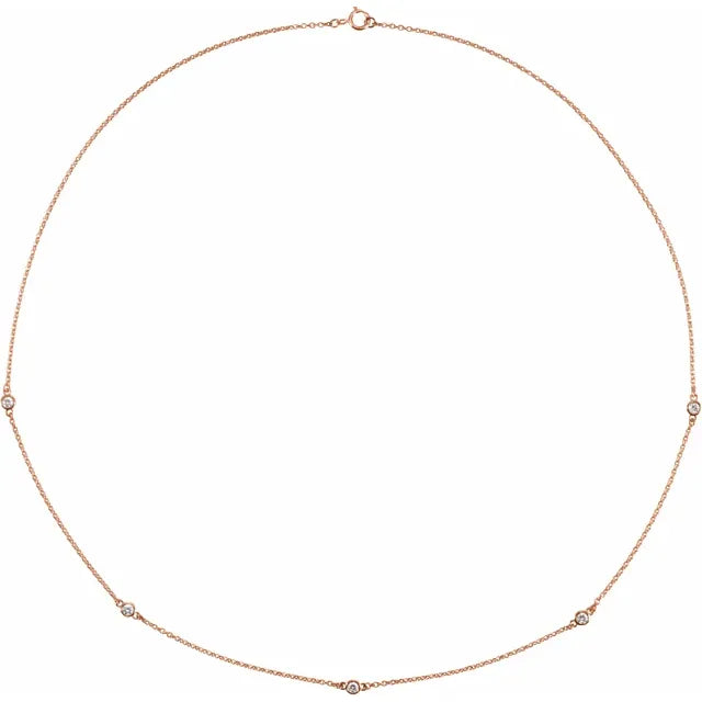 14K White 1/4 CTW Natural Diamond 5-Station, Comes with 14k Gold 18" Necklace