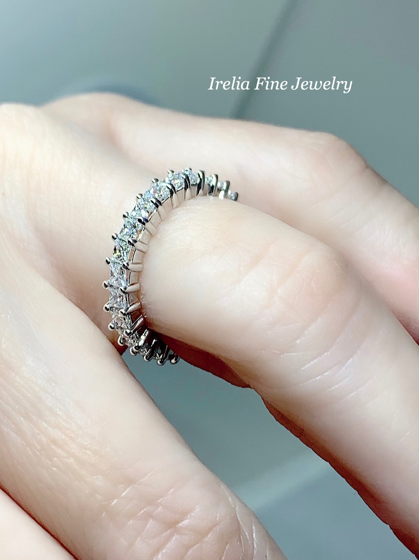 14K Gold 2 mm Princess Cut Diamond Eternity Band- Made to Order