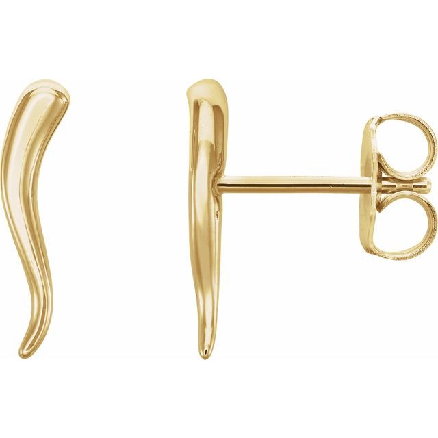 Italian Horn14k Gold Italian Horn , Italian Horn in San Diego , Italian Horn Earrings San Diego Italian Horn Jewelry, Italian Horns , 14k Gold Italian Horn Small Earrings
