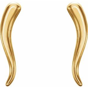 Italian Horn14k Gold Italian Horn , Italian Horn in San Diego , Italian Horn Earrings San Diego Italian Horn Jewelry, Italian Horns , 14k Gold Italian Horn Small Earrings