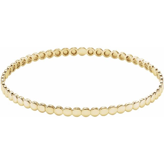 14K Yellow Beaded Bangle Bracelet, Size 7 3/4