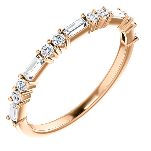 14K Gold 1/4 CTW Baguette Natural Diamond Wedding or Stackable Ring