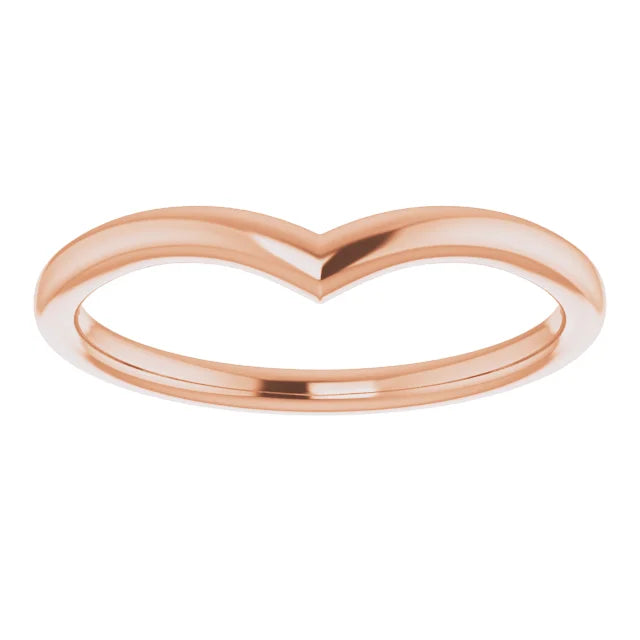 14K Gold Petite V Shape Wedding Band or Stackable