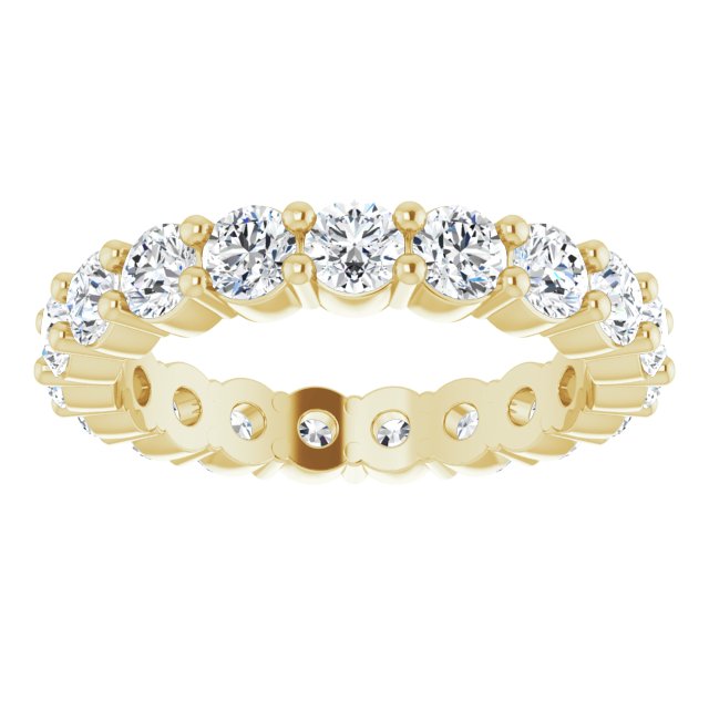 14K Gold 3 mm Round 1 3/4 carat Natural Diamond Eternity Band, Ring Size 7