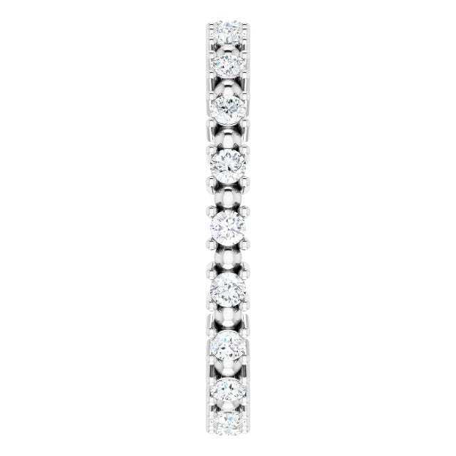 14K White 3/8 CTW Natural Diamond Eternity with Beaded design, Ring Size 7