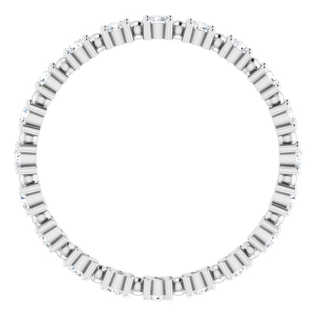 14K White 3/8 CTW Natural Diamond Eternity with Beaded design, Ring Size 7