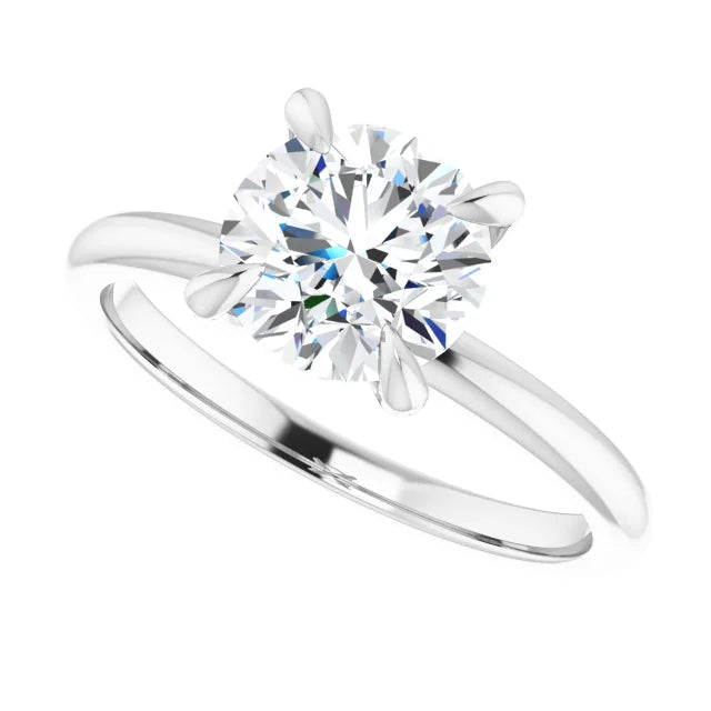 1.50 Carat Round Moissanite 14k White Solitaire Engagement Color D-E-F , Cut Heart and Arrow