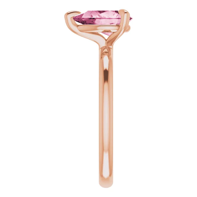 10k Rose Gold Pear Shape 2 Carat Morganite Engagement Ring - Size 7