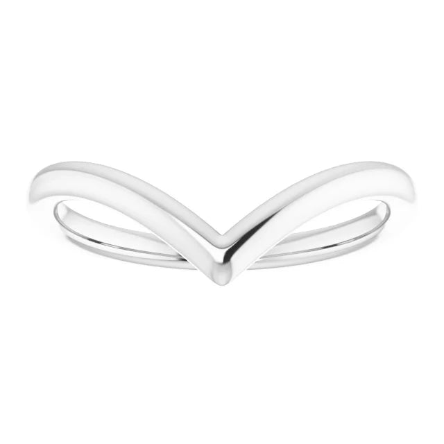 14K Gold Mid V Shape Wedding Band or Stackable