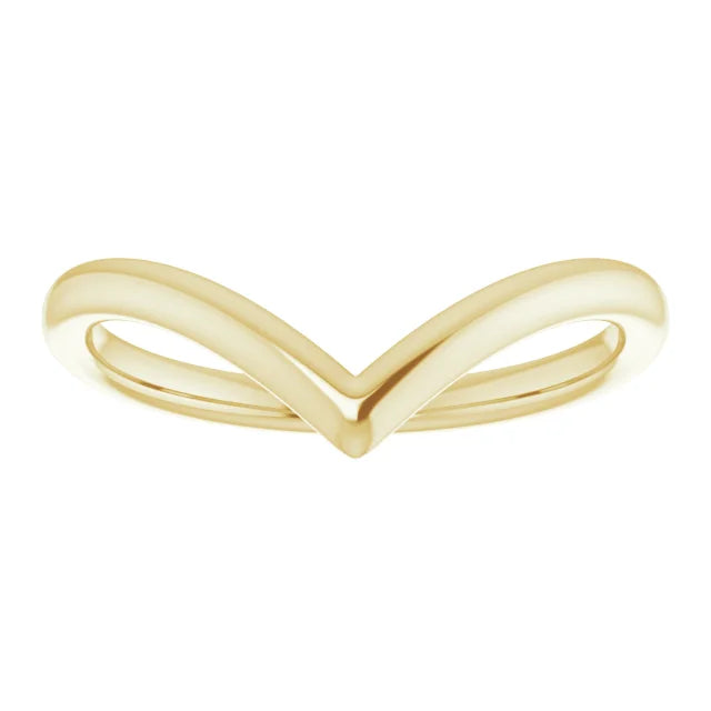 14K Gold Mid V Shape Wedding Band or Stackable