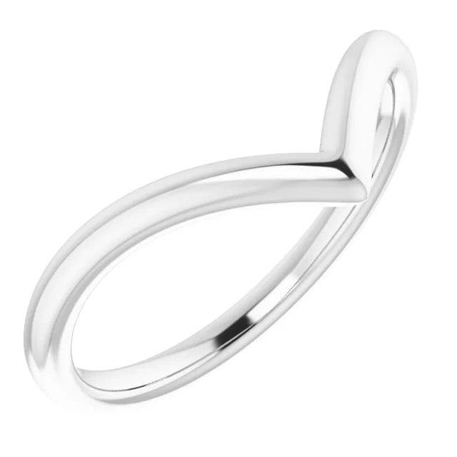 14K Gold Mid V Shape Wedding Band or Stackable