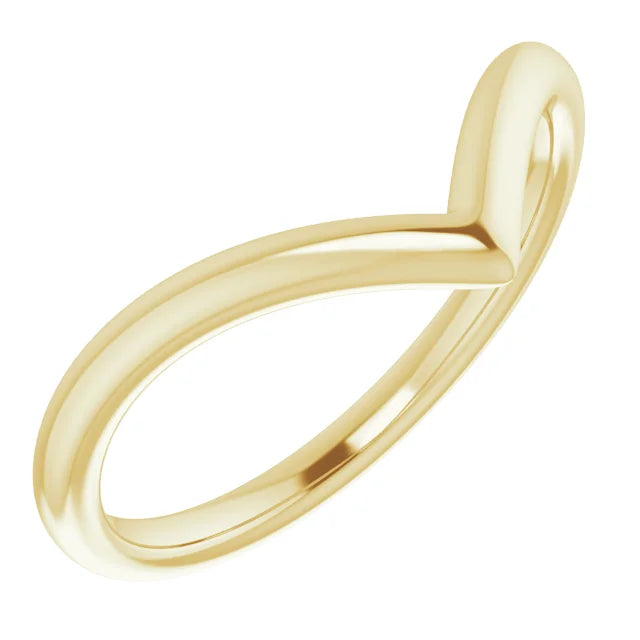 14K Gold Mid V Shape Wedding Band or Stackable