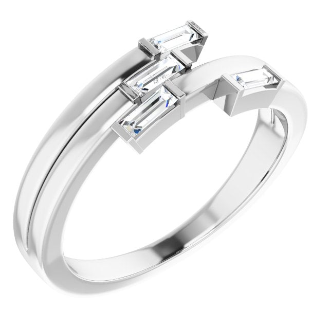 Beautiful 14k White Gold Geometric Ring , this ring has 4 diamond with a total 1/4 carat in Baguette Diamonds measuring 3.75 x 1.50 mm