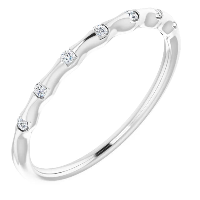 14K White Gold .06 CTW Natural Diamond Stackable Ring Wedding Band