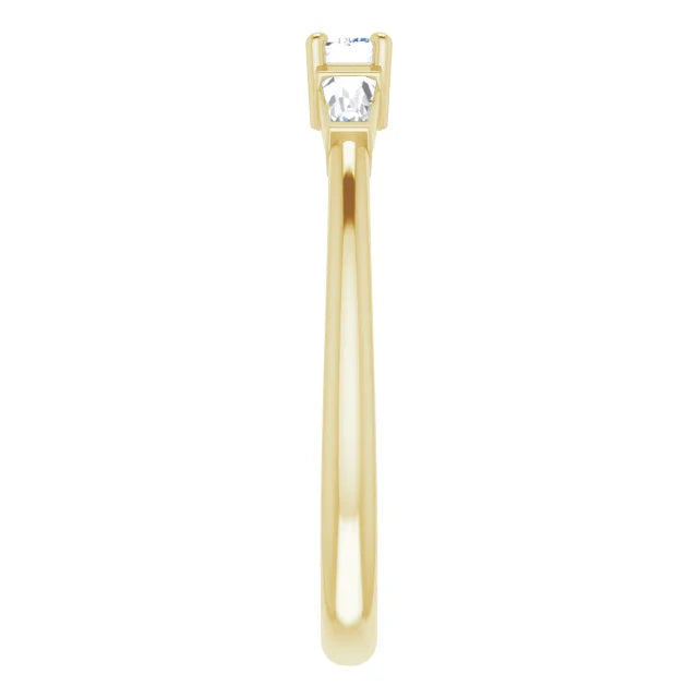 14k Yellow Gold 1/4 CTW Baguette Natural Diamond Stackable Ring