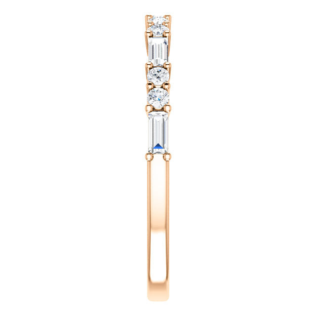 14K Gold 1/4 CTW Baguette Natural Diamond Wedding or Stackable Ring