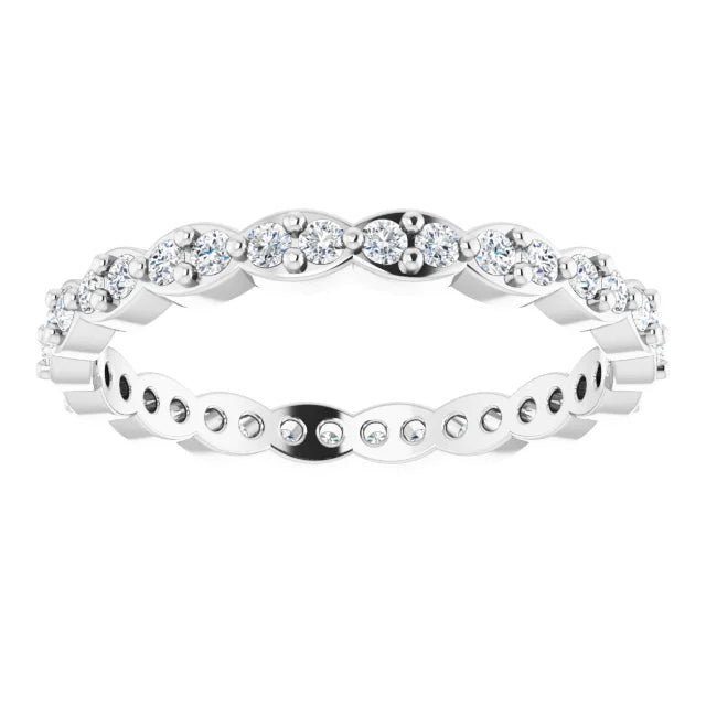 14K White 1/2 CTW Natural Diamond Eternity Band Size 7