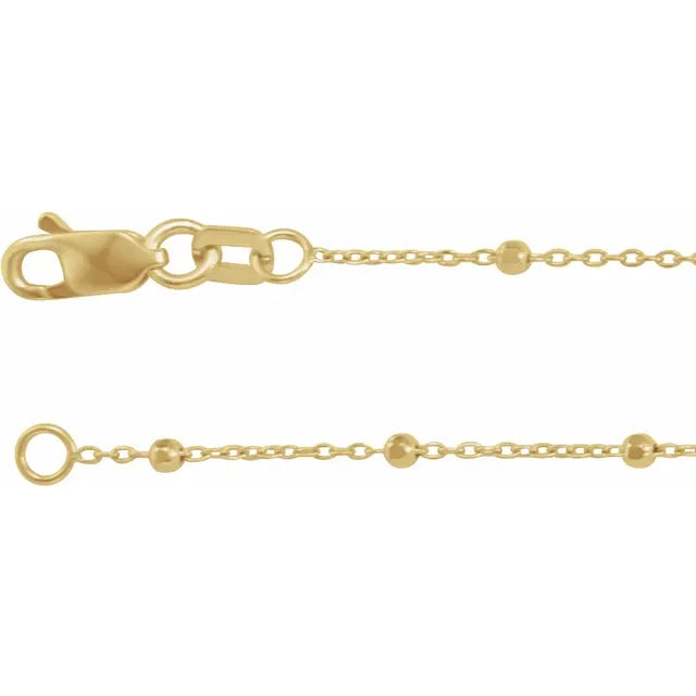 14K Gold Yellow 1.7 mm Cable Chain with Faceted Beads - available in 16 to 24 inches