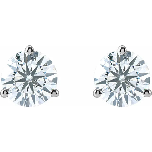 3 Carat Lab Diamond Studs in 14k White Gold- Color D-F+ , Clarity VS+