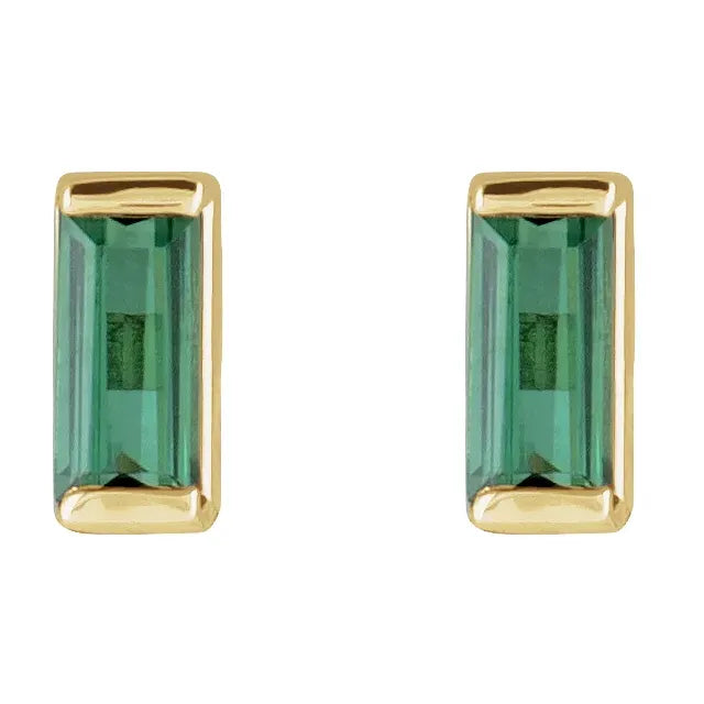 Green Tourmaline Studs
