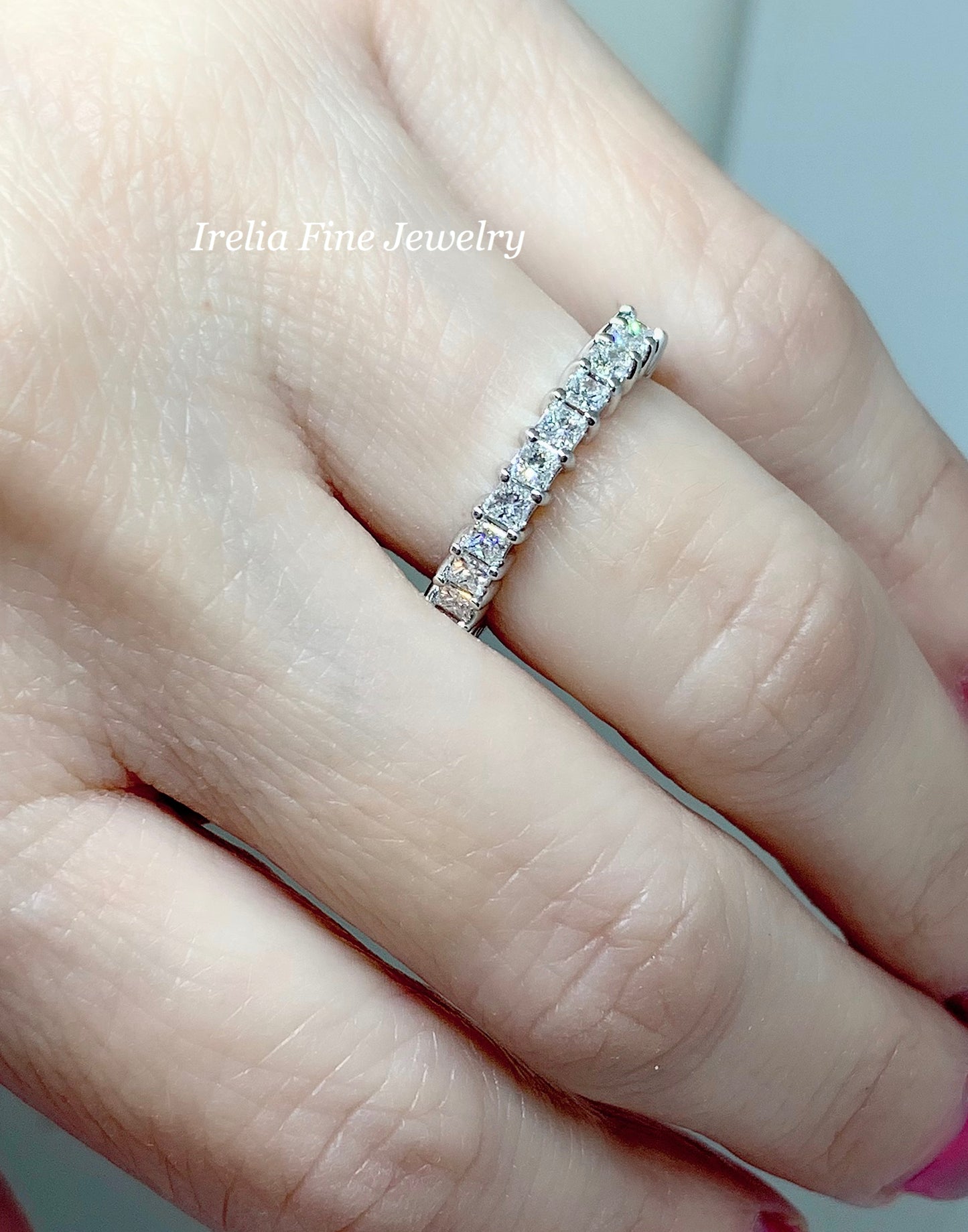 14K Gold 2 mm Princess Cut Diamond Eternity Band- Made to Order