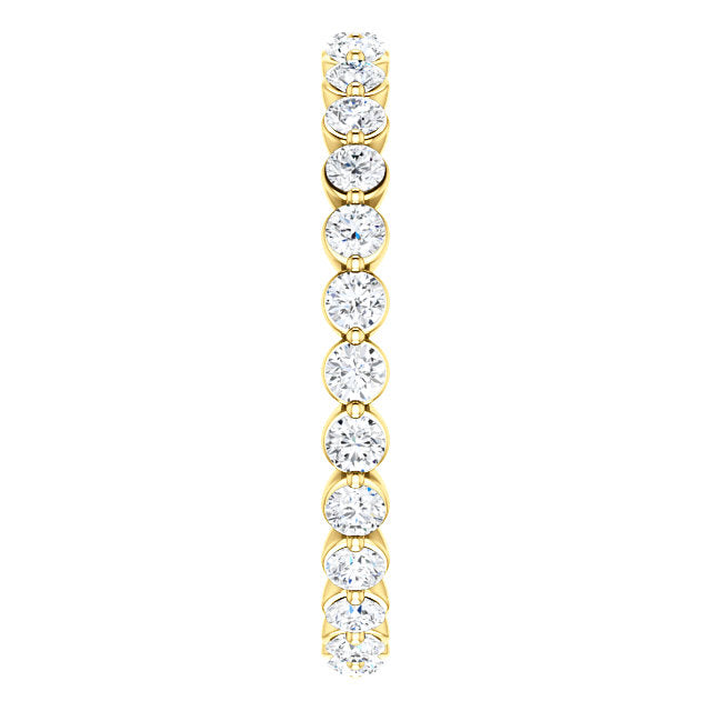 14K Gold 2 mm 3/4 Carat Natural Diamond Shared Prong Eternity Band, Ring Size 5-7