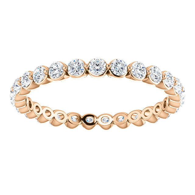 14K Gold 2 mm 3/4 Carat Natural Diamond Shared Prong Eternity Band, Ring Size 5-7