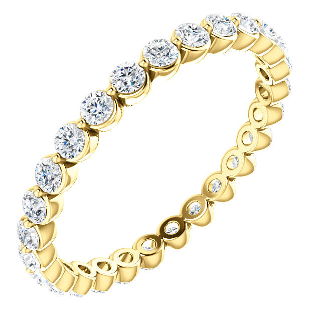 14K Gold 2 mm 3/4 Carat Natural Diamond Shared Prong Eternity Band, Ring Size 5-7